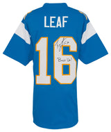 Ryan Leaf Signed Powder Blue Custom Football Jersey w/Bolt Up