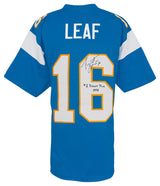 Ryan Leaf Signed Powder Blue Custom Football Jersey w/#2 Draft Pick 1998