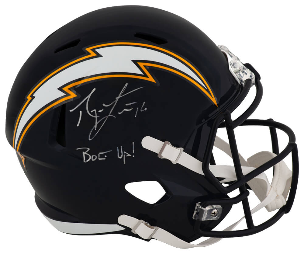 Ryan Leaf Signed Chargers T/B Navy Riddell Full Size Speed Replica Helmet w/Bolt Up