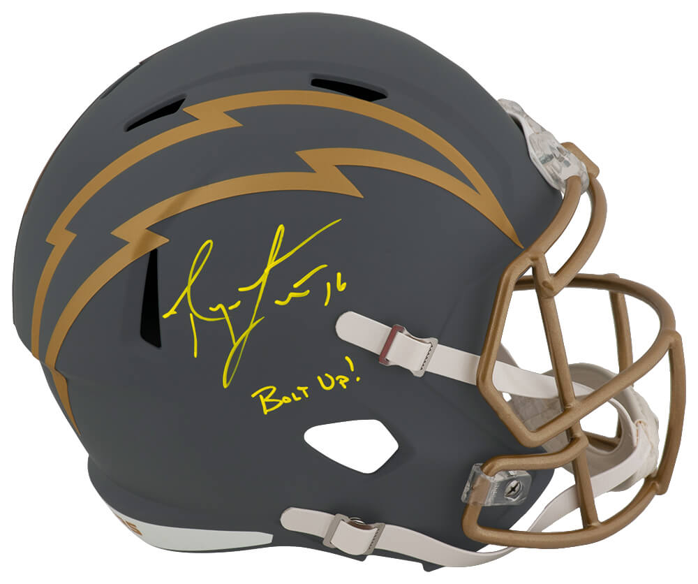 Ryan Leaf Signed Chargers SLATE Riddell Full Size Speed Replica Helmet w/Bolt Up