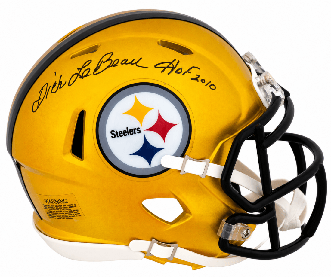 Dick LeBeau Signed Pittsburgh Steelers FLASH Riddell Speed Mini Helmet w/HOF 2010