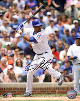 Derrek Lee Signed Chicago Cubs White Jersey Batting 8x10 Photo