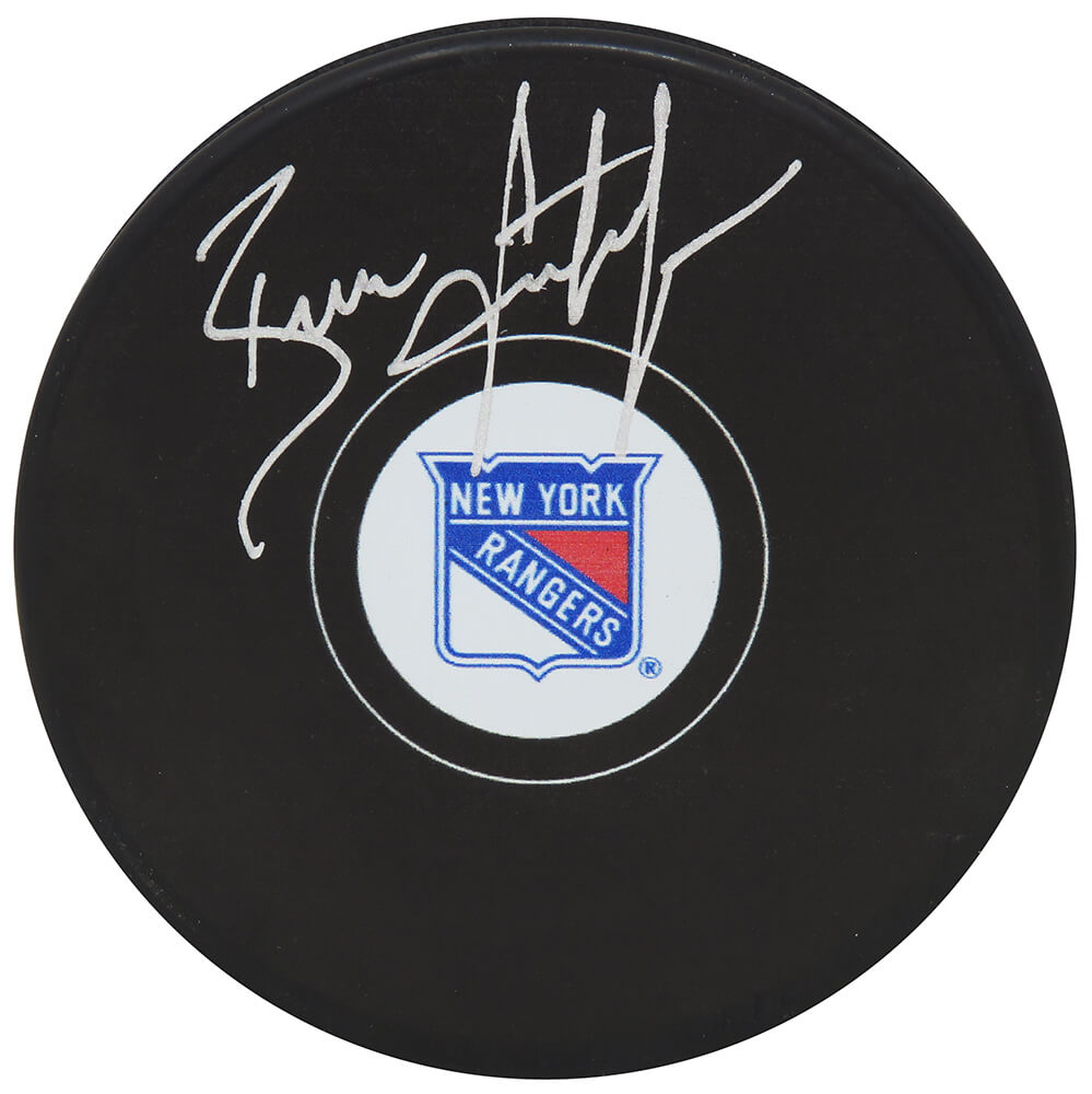 Brian Leetch Signed New York Rangers Logo Hockey Puck (Fanatics)