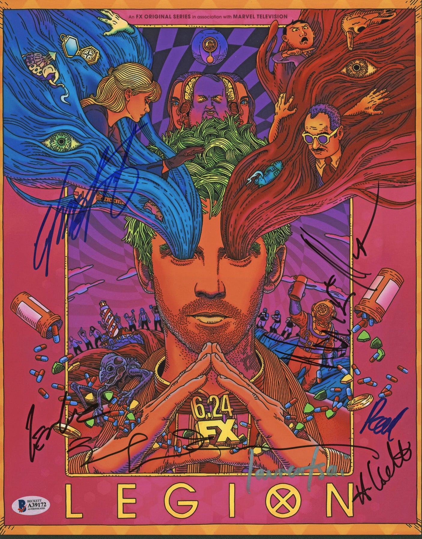 Legion (7) Tsai, Midthunder, Dickson, Sienkiewicz Signed 11x14 Photo BAS #A39172