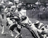 Frank LeMaster Signed Philadelphia Eagles B&W Tackle Action vs Falcons 16x20 Photo