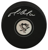 Mario Lemieux Signed Pittsburgh Penguins Team Logo Hockey Puck (In Silver) - (PSA Holo)