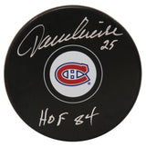 Jacques Lemaire Signed Montreal Canadiens Logo Hockey Puck w/HOF'84