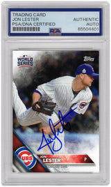 Jon Lester Signed Chicago Cubs 2016 Topps World Series Champions Baseball Card #WS17 - (PSA Encapsulated)