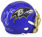 Ray Lewis Signed Baltimore Ravens FLASH Riddell Speed Mini Helmet - (White Ink)