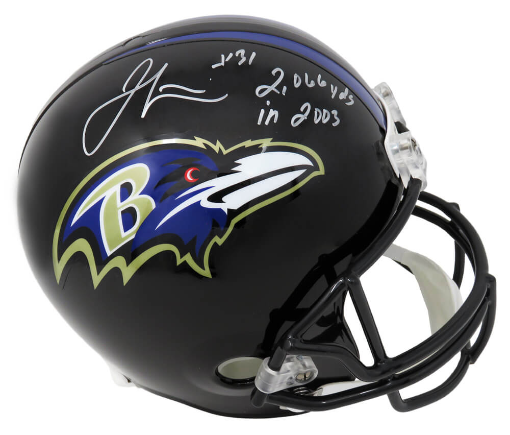 Jamal Lewis Signed Baltimore Ravens Riddell Full-Size Replica Helmet w/2,066 Yards in 2003