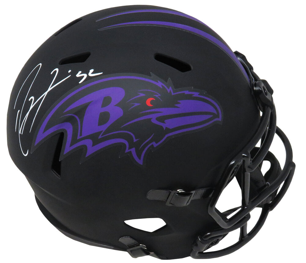Ray Lewis Signed Baltimore Ravens Eclipse Black Matte Riddell Full Size Speed Replica Helmet