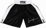 Lennox Lewis Signed Title Black With White Boxing Trunks