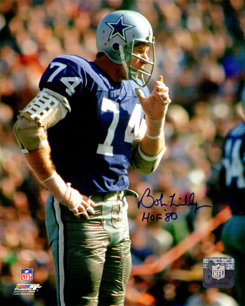 Bob Lilly Signed Dallas Cowboys 8x10 Photo w/HOF'80
