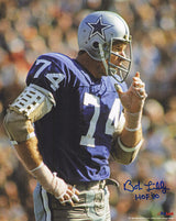 Bob Lilly Signed Cowboys Navy Jersey Close Up Action 8x10 Photo w/HOF'80