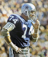 Bob Lilly Signed Cowboys Navy Jersey 16x20 Photo w/HOF'80