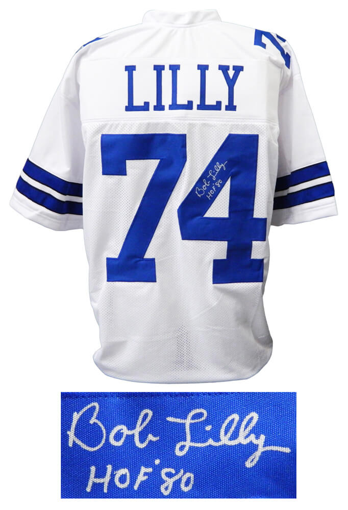 Bob Lilly Signed Navy Custom Football Jersey w/HOF '80