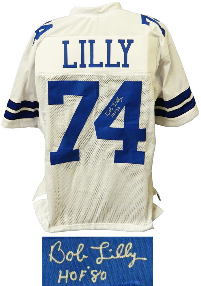Bob Lilly Signed White Custom Football Jersey w/HOF '80