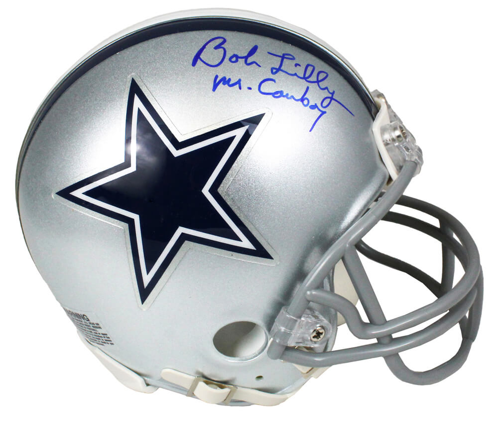Bob Lilly Signed Cowboys Riddell Mini Helmet w/Mr. Cowboy