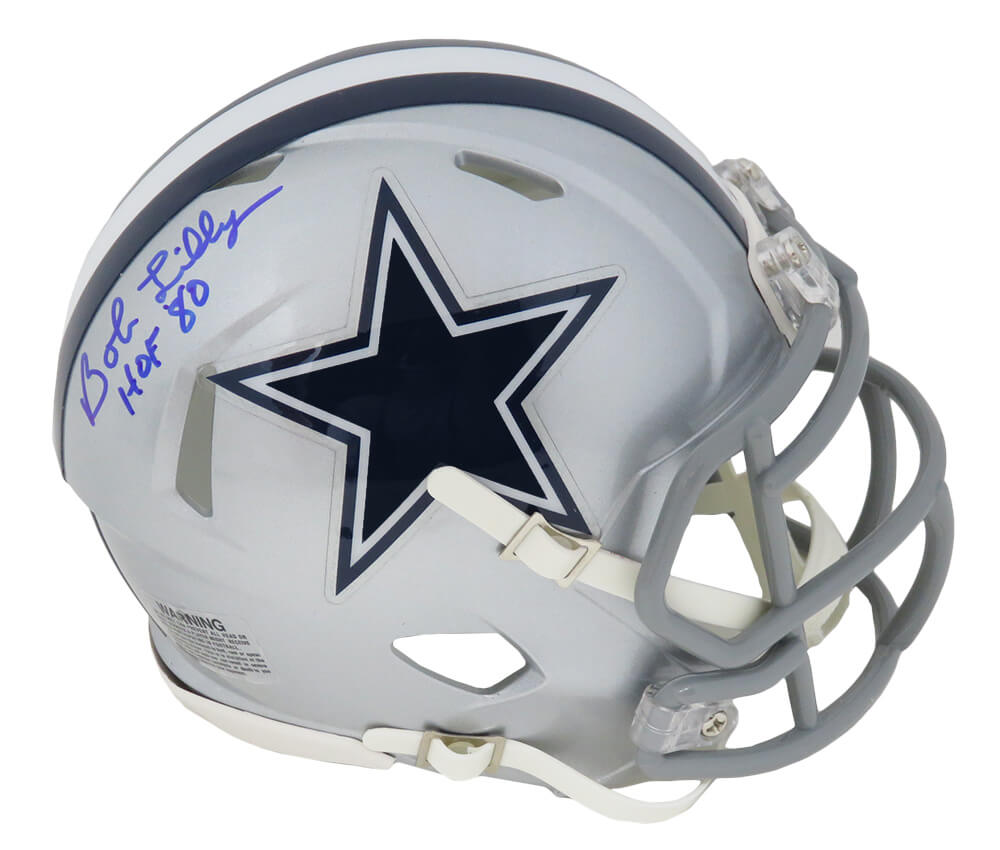 Bob Lilly Signed Dallas Cowboys Riddell Speed Mini Helmet w/HOF'80