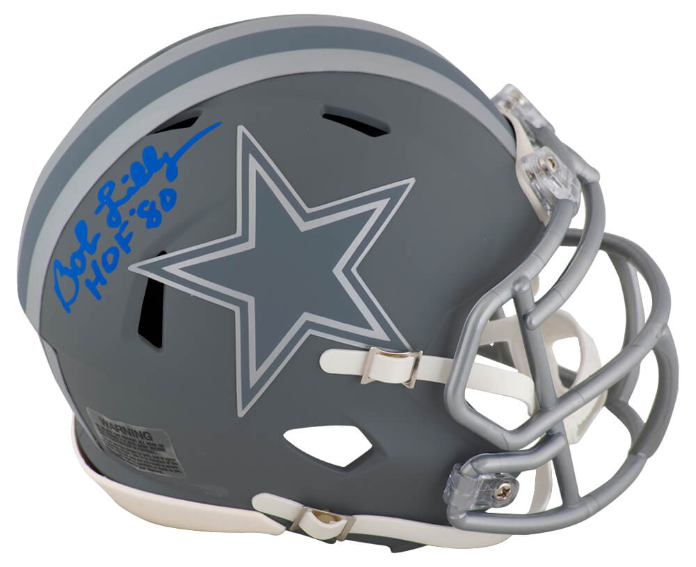 Bob Lilly Signed Dallas Cowboys SLATE Riddell Speed Mini Helmet w/HOF'80