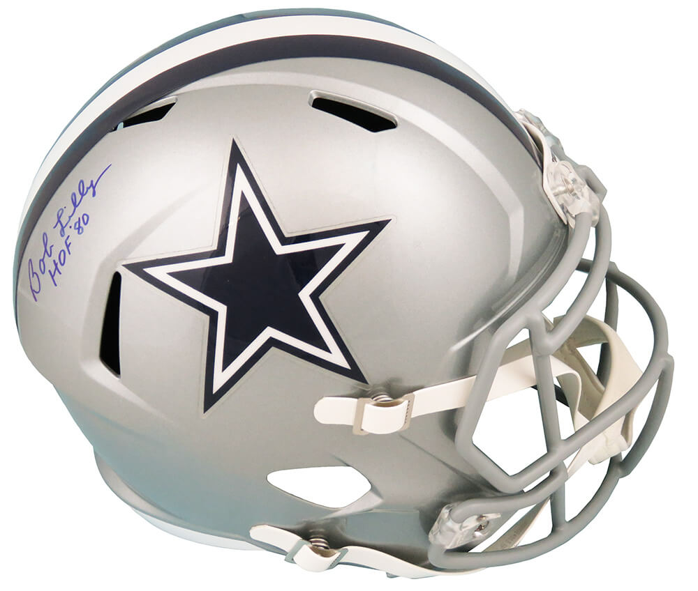 Bob Lilly Signed Dallas Cowboys Riddell Full Size Speed Replica Helmet w/HOF'80