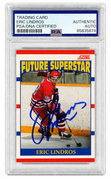 Eric Lindros Signed 1990 Score Future Superstar Rookie Hockey Card #440 - (PSA Encapsulated)