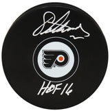Eric Lindros Signed Philadelphia Flyers Logo Hockey Puck w/HOF'16