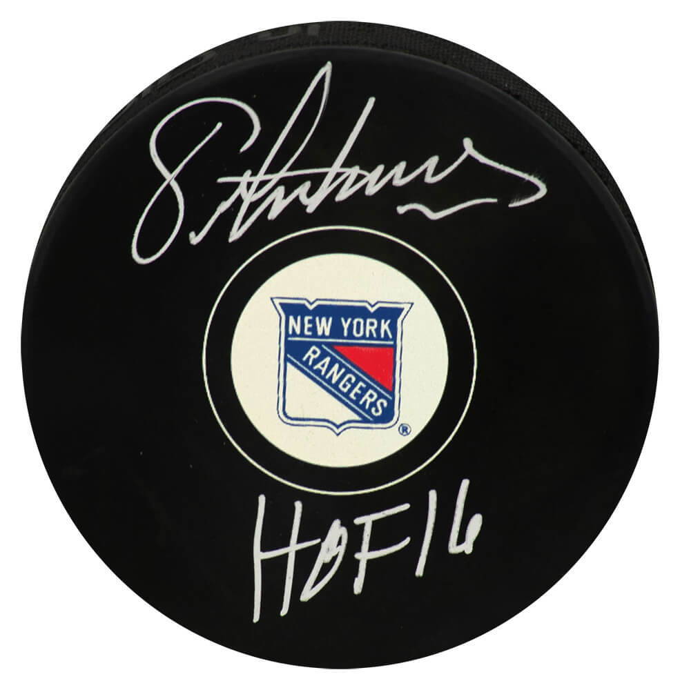 Eric Lindros Signed New York Rangers Logo Hockey Puck w/HOF'16