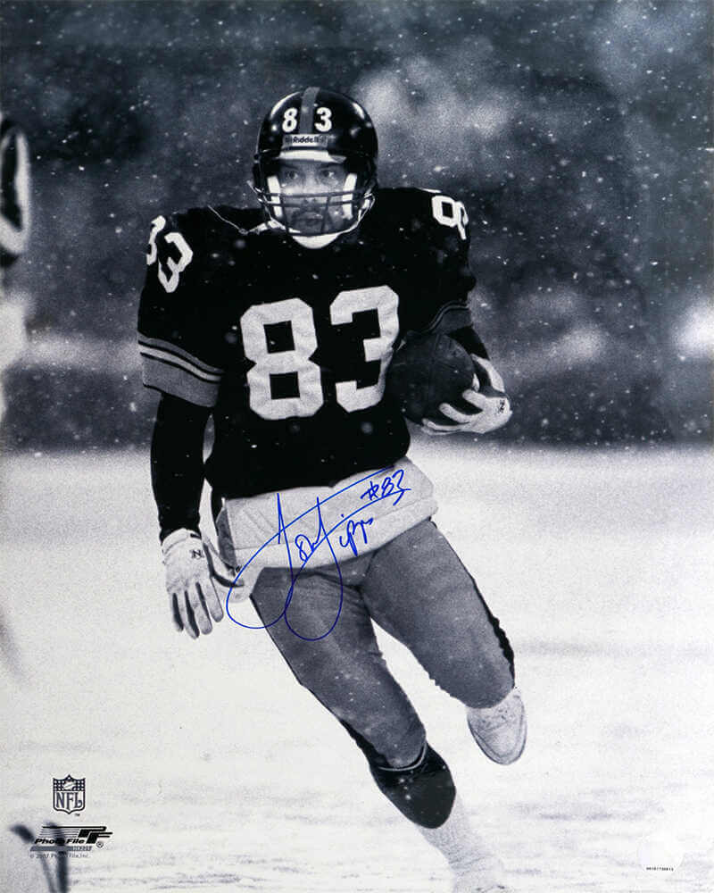Louis Lipps Signed Pittsburgh Steelers B&W Black Jersey Action 16x20 Photo