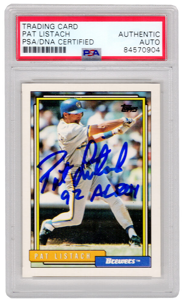 Pat Listach Signed Milwaukee Brewers 1992 Topps Traded Baseball Rookie Card #65T w/92 AL ROY - (PSA Encapsulated)