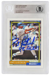 Pat Listach Signed Milwaukee Brewers 1992 Topps Trade Baseball Rookie Card #65T w/92 AL ROY - (Beckett Encapsulated)