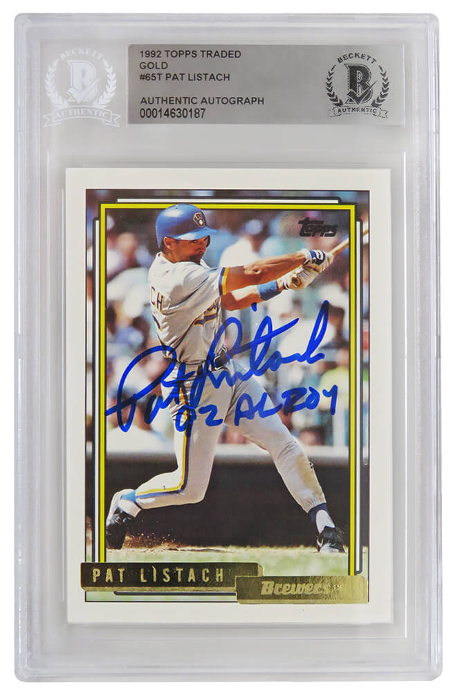Pat Listach Signed Milwaukee Brewers 1992 Topps Trade Gold Baseball Rookie Card #65T w/92 AL ROY - (Beckett Encapsulated)