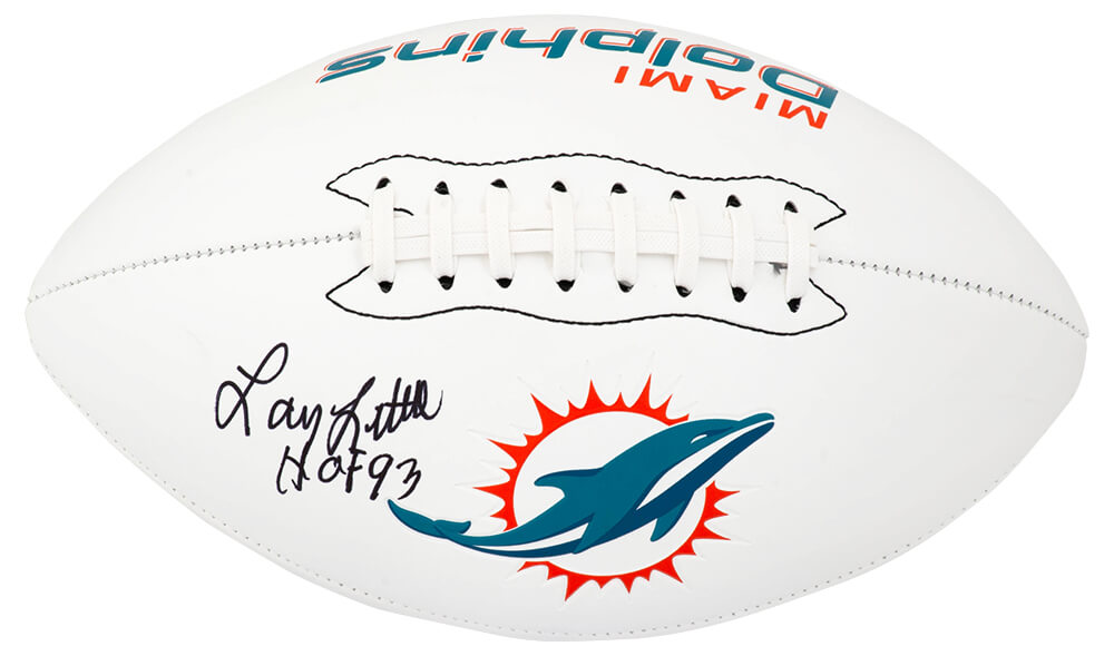 Larry Little Signed Miami Dolphins Franklin White Logo Football w/HOF'93