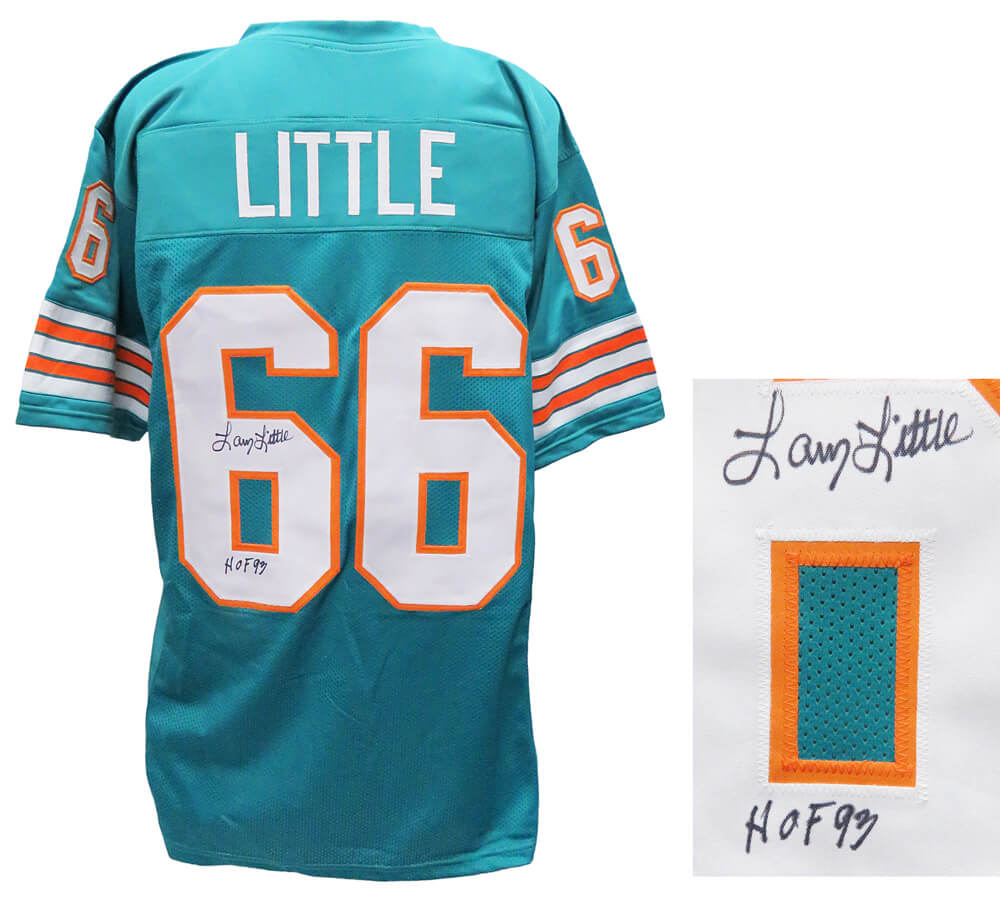Larry Little Signed Teal Throwback Custom Football Jersey w/HOF'93