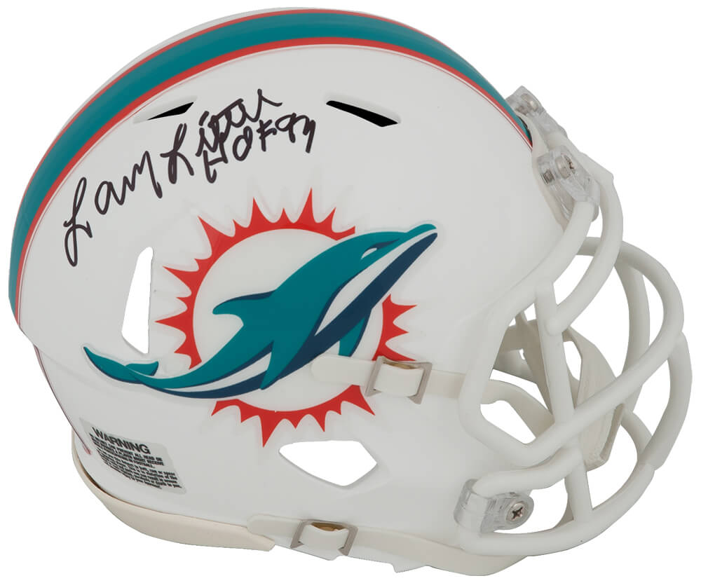 Larry Little Signed Miami Dolphins Riddell Speed Mini Helmet W/HOF'93