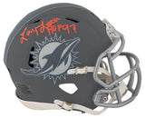 Larry Little Signed Miami Dolphins SLATE Riddell Speed Mini Helmet W/HOF'93