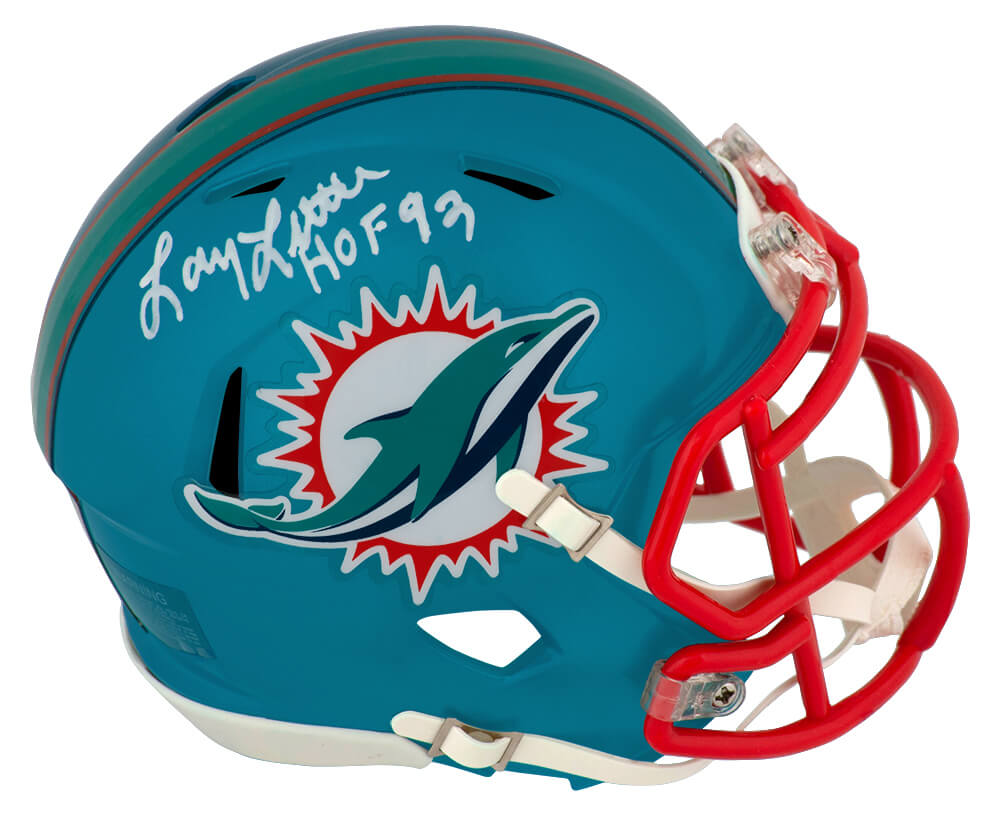 Larry Little Signed Dolphins FLASH Riddell Speed Mini Helmet W/HOF'93
