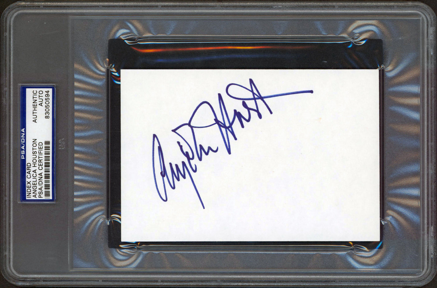 The Addams Family Anjelica Huston Authentic Signed 4x6 Index Card BAS Slabbed