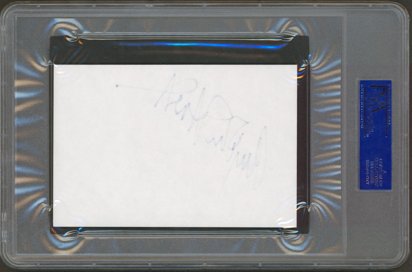 The Addams Family Anjelica Huston Authentic Signed 4x6 Index Card BAS Slabbed