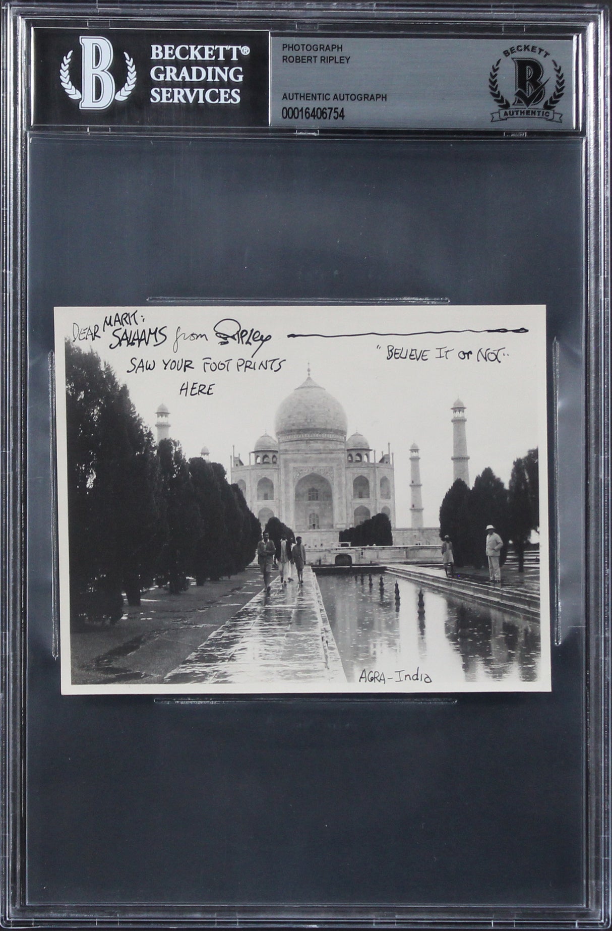 Robert Ripley "Belive It Or Not" Authentic Signed 3.75x5.75 Photo BAS Slabbed