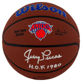 Jerry Lucas Signed New York Knicks Logo Wilson NBA Basketball w/HOF'80