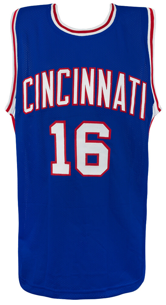 Jerry Lucas Signed Blue Throwback Custom Basketball Jersey w/HOF 1980