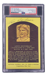 Lou Boudreau Signed 4x6 Cleveland HOF Plaque Card PSA/DNA 85027794 - Sports Integrity