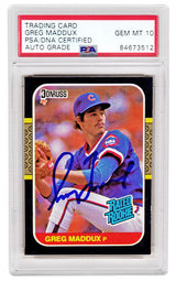 Greg Maddux Signed Chicago Cubs 1987 Donruss Rated Rookie Baseball Card #36 (PSA Encapsulated - Auto Grade 10)