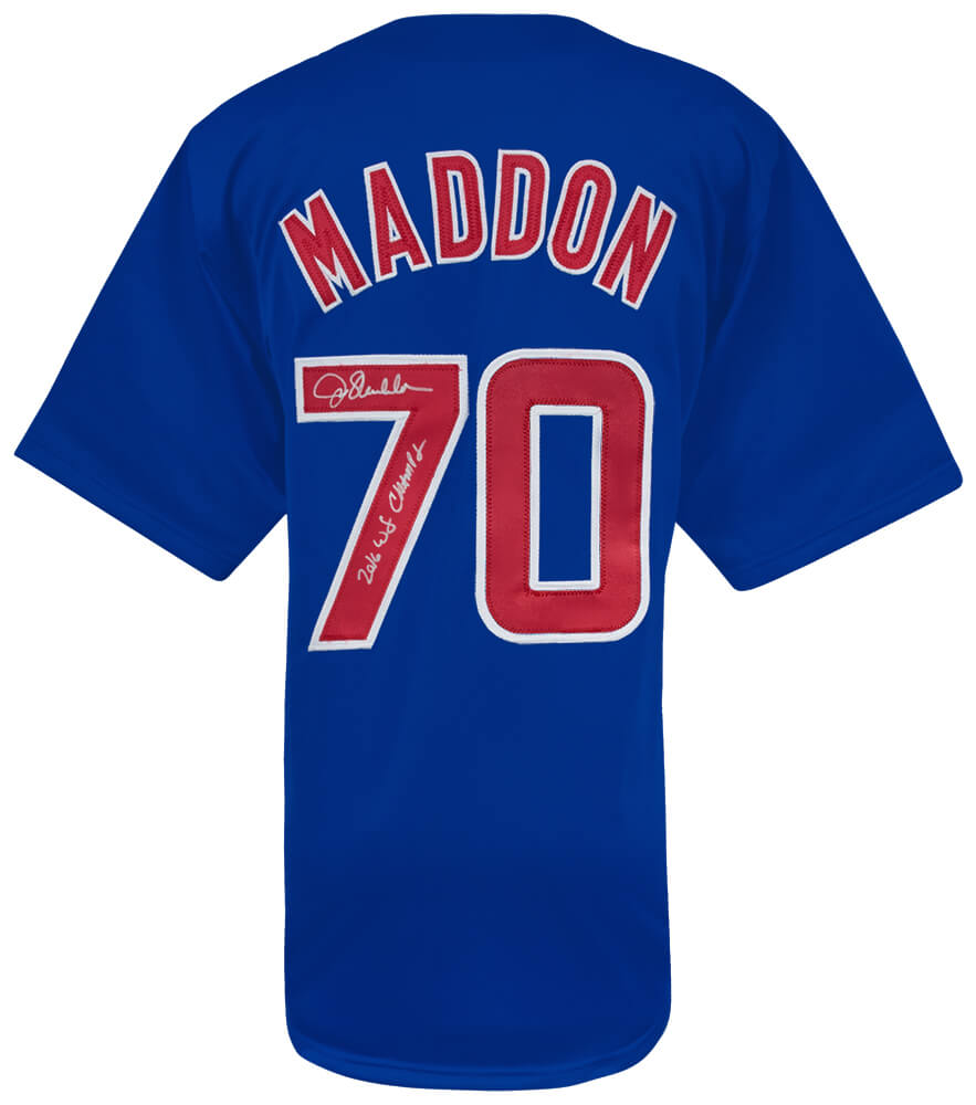 Joe Maddon Signed Blue Custom Baseball Jersey w/2016 WS Champs