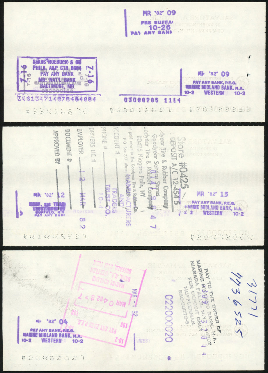 Sal Maglie Autographed 3x6 Check Brooklyn Dodgers, New York Yankees Lot Of 30 SKU #147841