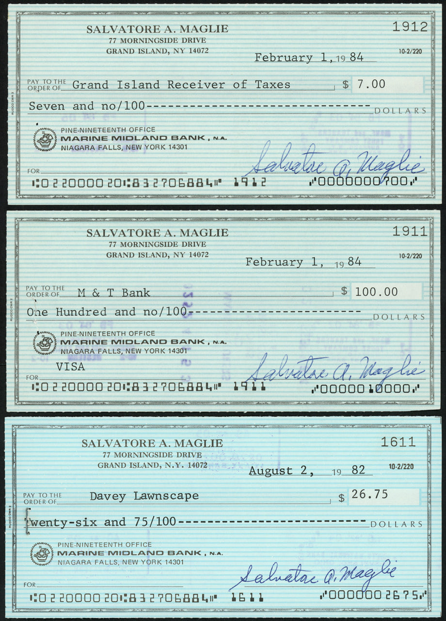 Sal Maglie Autographed 3x6 Check Brooklyn Dodgers, New York Yankees Lot Of 30 SKU #147841