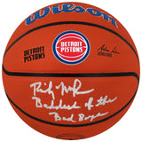 Rick Mahorn Signed Detroit Pistons Logo Wilson NBA Basketball w/Baddest of the Bad Boys