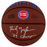 Rick Mahorn Signed Detroit Pistons Logo Wilson Alliance NBA Basketball w/89 Champs