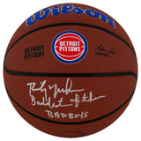 Rick Mahorn Signed Detroit Pistons Logo Wilson Alliance NBA Basketball w/Baddest of the Bad Boys